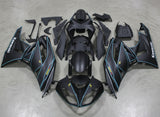 Kawasaki ZX6R 636 Fairings (2009-2012) Matte Black, Blue Stripes at KingsMotorcycleFairings.com