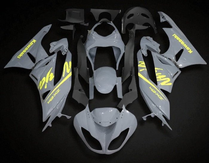 Kawasaki ZX6R 636 Fairings (2009-2012) Nardo Gray, Yellow at KingsMotorcycleFairings.com