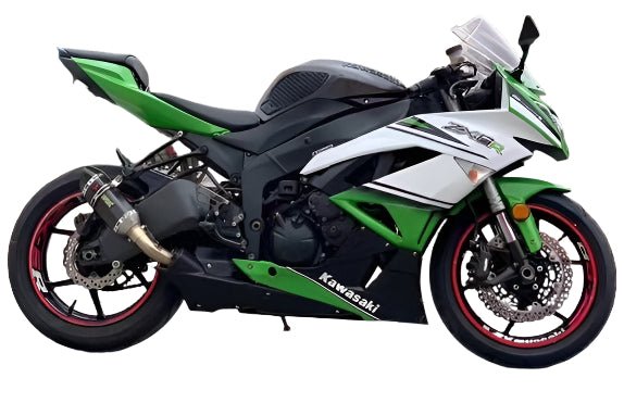 Kawasaki ZX6R 636 Fairings (2009-2012) White, Green, Black Stripe at KingsMotorcycleFairings.com