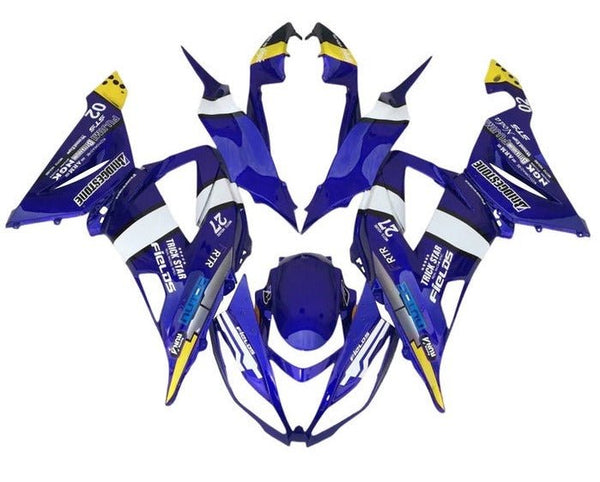 Kawasaki ZX6R 636 Fairings (2013-2018) Blue, White, Yellow at KingsMotorcycleFairings.com
