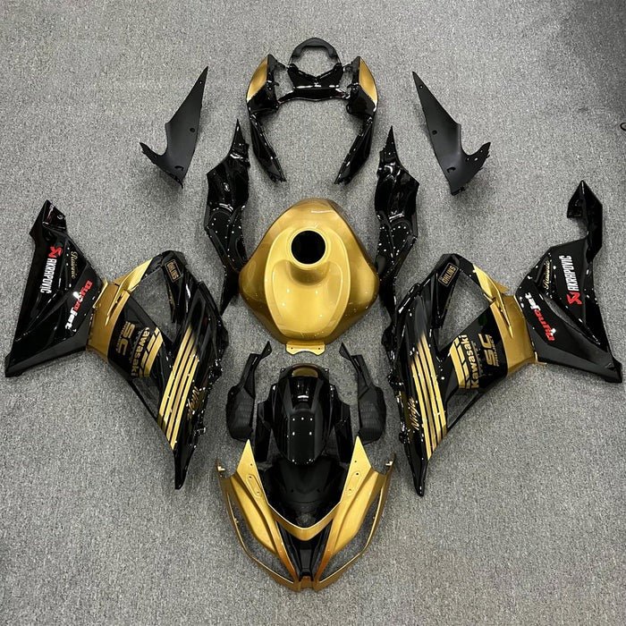 Kawasaki ZX6R Fairings (2013-2018) Gold, Black at KingsMotorcycleFairings.com