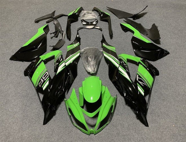 Kawasaki ZX6R 636 Fairings (2013-2018) Green, Black, White, Gray at KingsMotorcycleFairings.com