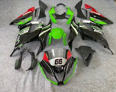 Kawasaki ZX6R 636 Fairings (2013-2018) Green, Black, White, Red Elf at KingsMotorcycleFairings.com