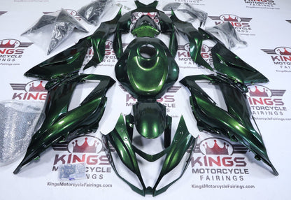 Fairings for Kawasaki Ninja ZX6R (2013-2018) Metallic Green, Black Chameleon from KingsMotorcycleFairings.com