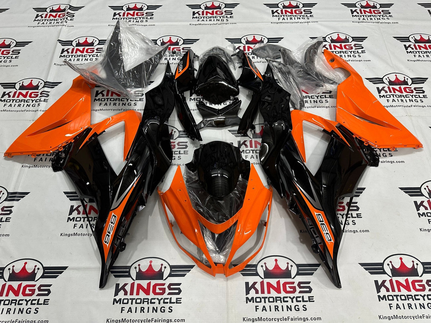 Kawasaki ZX6R 636 Fairings (2013-2018) Orange, Black, Silver at KingsMotorcycleFairings.com