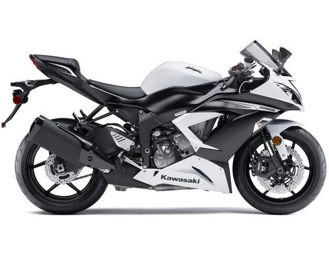 Kawasaki ZX6R 636 Fairings (2013-2018) White Gloss, Matte Black at KingsMotorcycleFairings.com