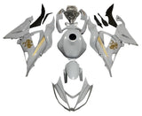 Kawasaki ZX6R 636 Fairings (2013-2018) White, Gold at KingsMotorcycleFairings.com