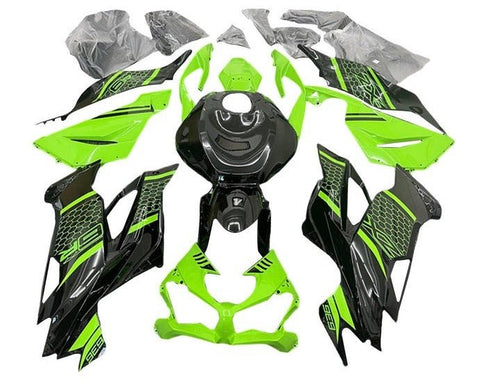 Kawasaki ZX6R 636 Fairings (2019-2023) Black, Green, Honeycomb at KingsMotorcycleFairings.com