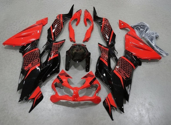 Kawasaki ZX6R 636 Fairings (2019-2023) Black, Red Honeycomb at KingsMotorcycleFairings.com
