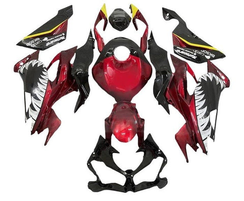 Kawasaki ZX6R 636 Fairings (2019-2023) Dark Red, Black, White Teeth at KingsMotorcycleFairings.com