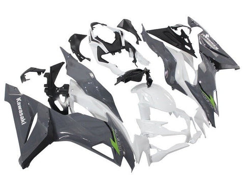 Kawasaki ZX6R 636 Fairings (2019-2023) Gray, White, Green at KingsMotorcycleFairings.com