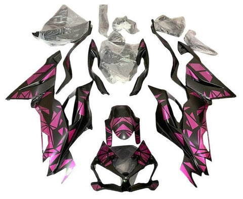Kawasaki ZX6R 636 Fairings (2019-2023) Matte Black, Pink Geo at KingsMotorcycleFairings.com