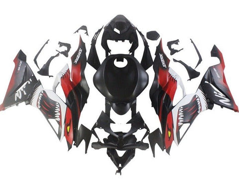 Kawasaki ZX6R 636 Fairings (2019-2023) Matte Black, Red, White Shark at KingsMotorcycleFairings.com