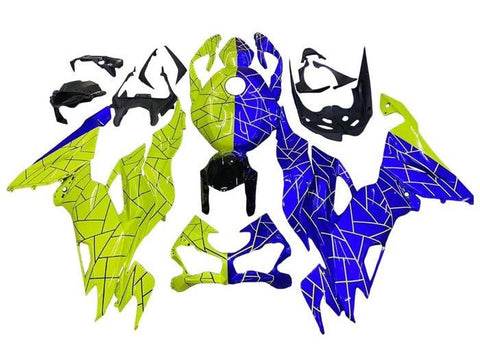 Kawasaki ZX6R 636 Fairings (2019-2023) Yellow, Blue Split at KingsMotorcycleFairings.com