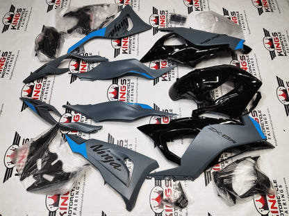 Kawasaki ZX6R 636 Fairings (2024-2025) Matte Gray, Gloss Black, Blue at KingsMotorcycleFairings.com