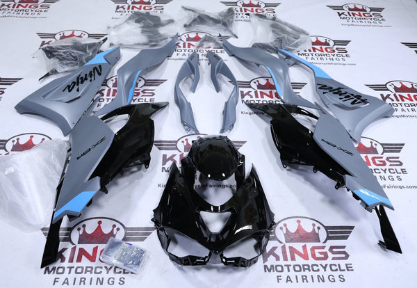 Kawasaki ZX6R 636 Fairings (2024-2025) Matte Gray, Gloss Black, Blue at KingsMotorcycleFairings.com