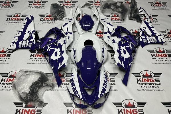 Kawasaki ZX6R 636 Fairings (2024-2025) Purple Wolf, White at KingsMotorcycleFairings.com