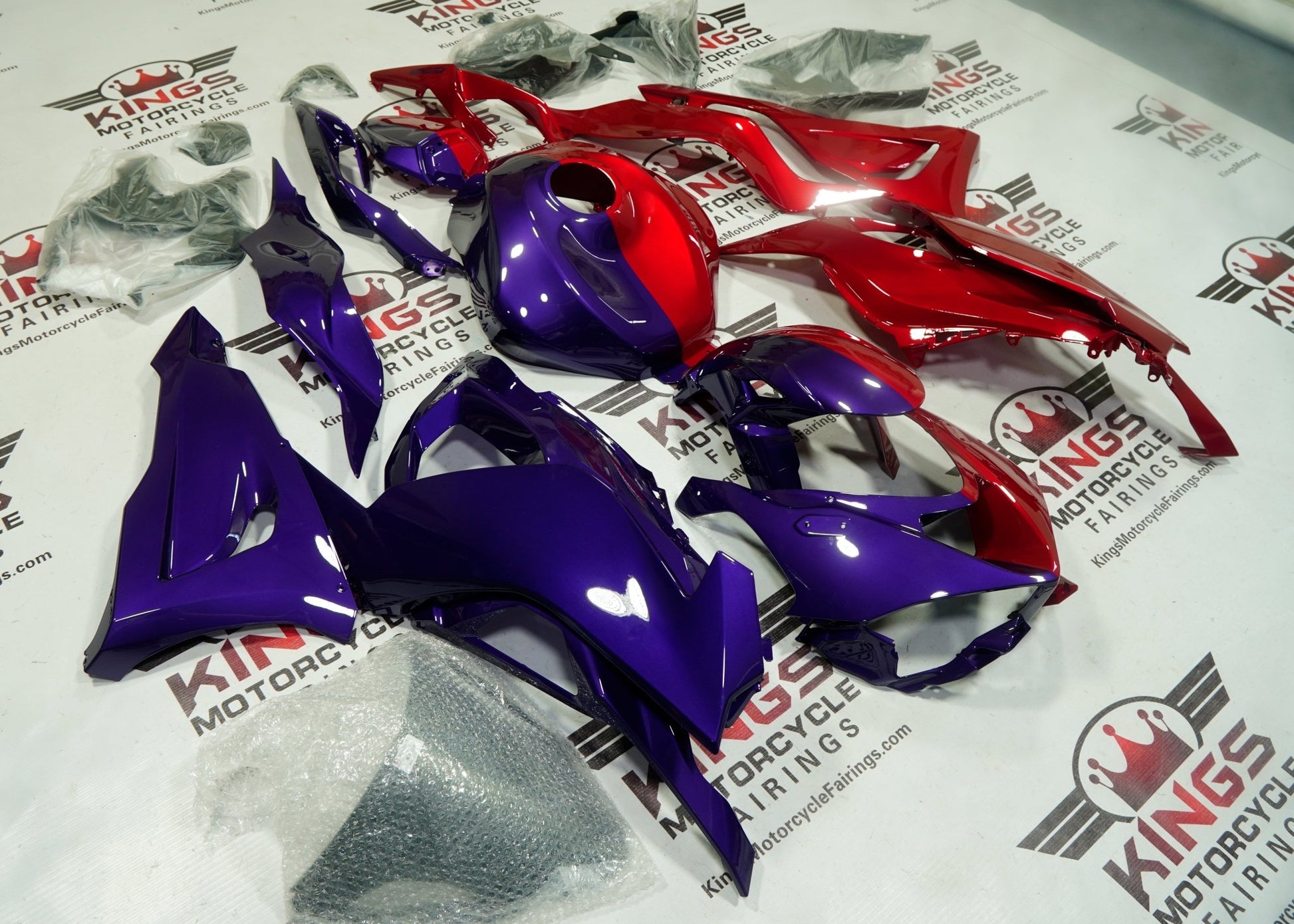 Kawasaki Ninja ZX6R 636 Fairings (2024-2025) Red, Purple Half Split at KingsMotorcycleFairings.com