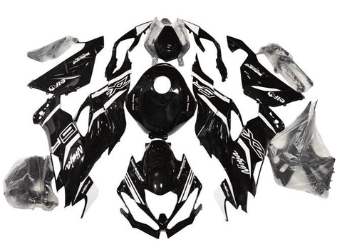 Kawasaki ZX6R Fairings (2019-2023) Black, White Stripe at KingsMotorcycleFairings.com