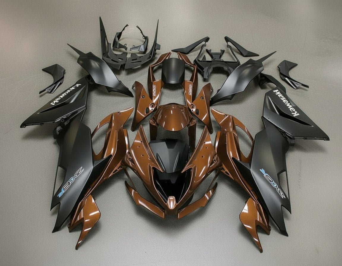 Kawasaki ZX6R Fairings (2019-2023) Brown, Matte Black at KingsMotorcycleFairings.com