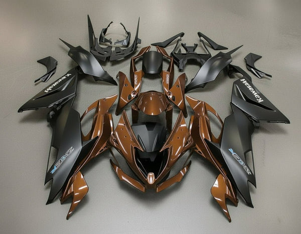 Kawasaki ZX6R Fairings (2019-2023) Brown, Matte Black at KingsMotorcycleFairings.com