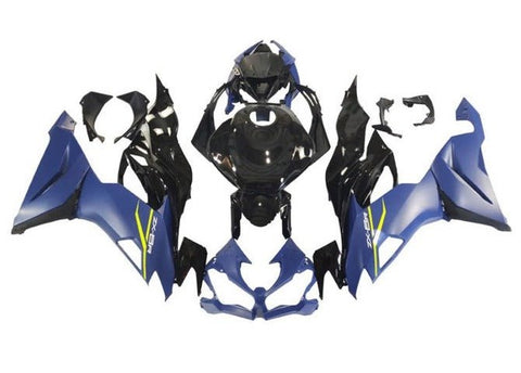 Kawasaki ZX6R Fairings (2019-2023) Matte Blue, Gloss Black at KingsMotorcycleFairings.com