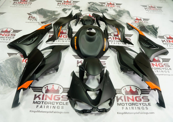 Kawasaki ZX6R Fairings (2024-2025) Matte Black, Orange from KingsMotorcycleFairings.com