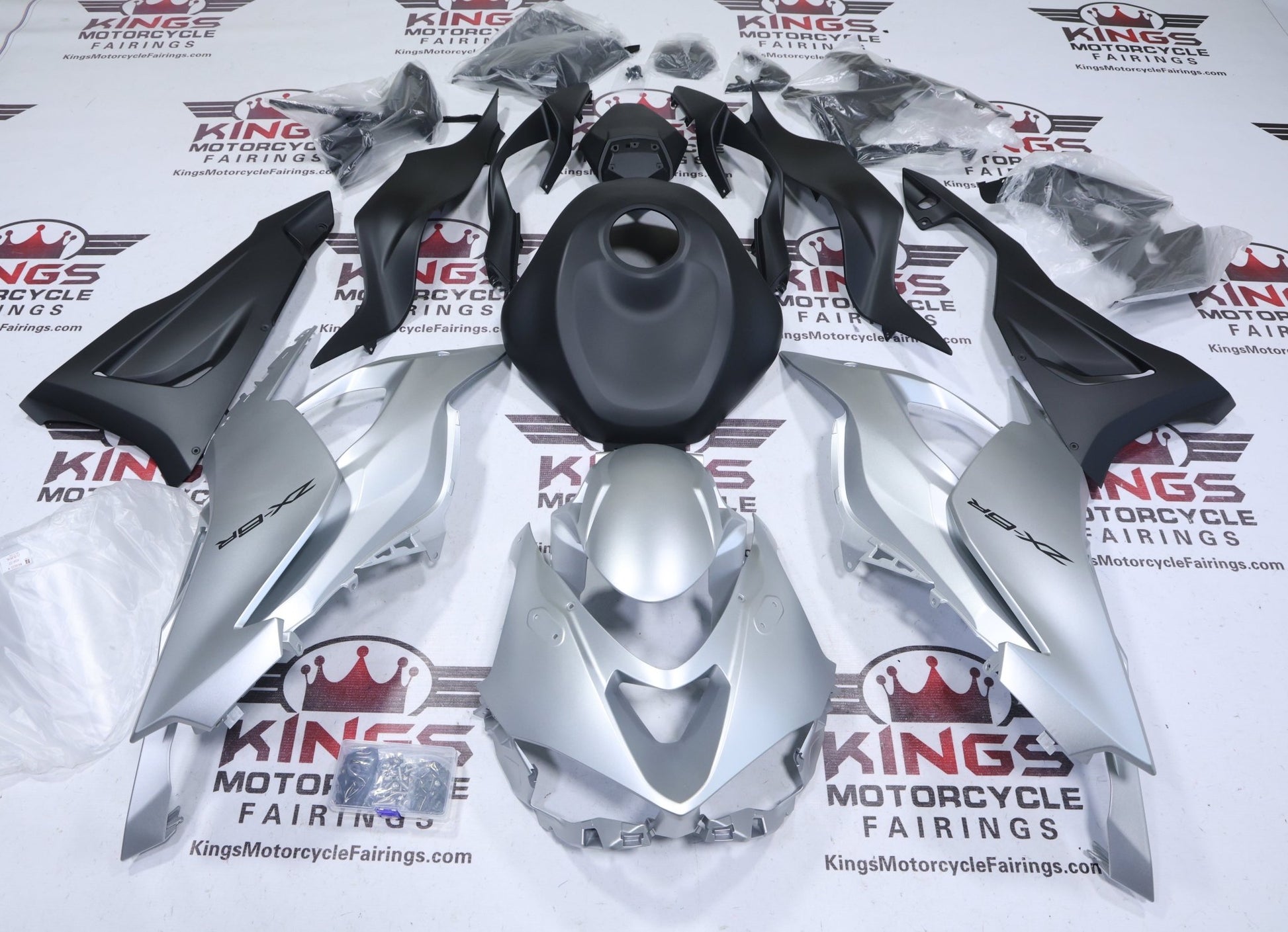 Kawasaki ZX6R Fairings (2024-2025) Silver, Matte Black at KingsMotorcyceFairings.com
