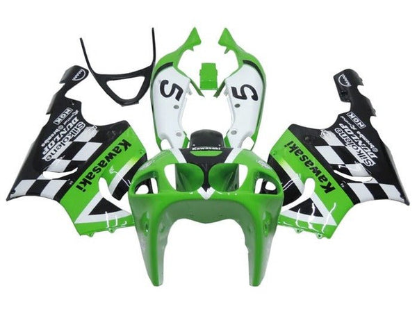 Kawasaki ZX7R Fairings (1996-2002) Green, Black, White at KingsMotorcycleFairings.com