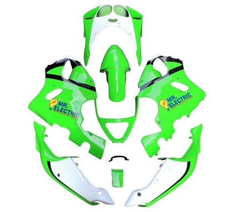 Kawasaki ZX7R Fairings (1996-2002) Green, White, Black Stripe at KingsMotorcycleFairings.com