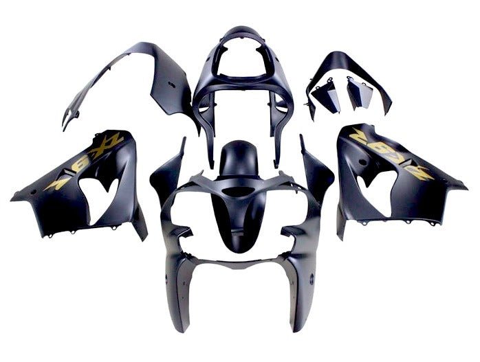 Kawasaki ZX9R Fairings (2000-2001) Matte Black, Gold at KingsMotorcycleFairings.com