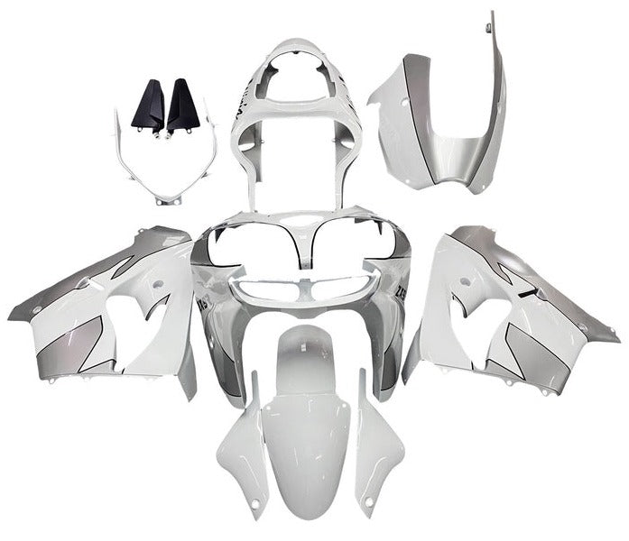 Kawasaki ZX9R Fairings (2000-2001) White, Silver at KingsMotorcycleFairings.com