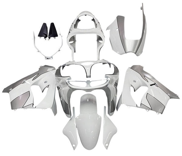 Kawasaki ZX9R Fairings (2002-2003) White, Silver at KingsMotorcycleFairings.com