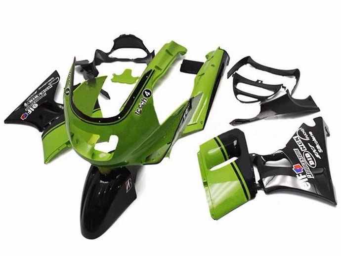 Kawasaki ZZR400 Fairings (1993-2007) Green, Black Elf at KingsMotorcycleFairings.com
