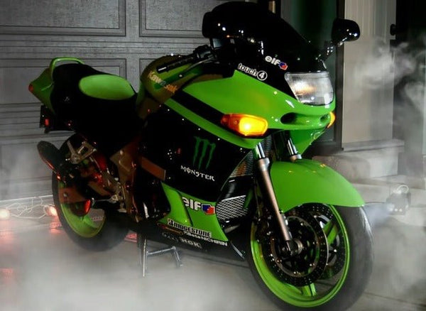 Kawasaki ZZR400 Fairings (1993-2007) Green, Black Monster at KingsMotorcycleFairings.com