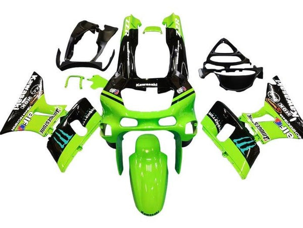 Kawasaki ZZR400 Fairings (1993-2007) Green, Black, Monster Energy at KingsMotorcycleFairings.com