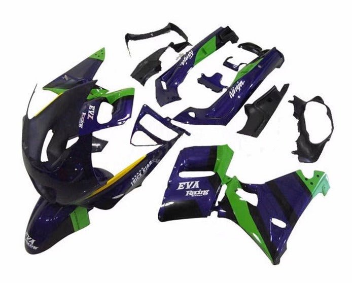 Kawasaki ZZR400 Fairings (1993-2007) Purple, Green, White Eva at KingsMotorcycleFairings.com