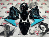 Kawasaki Ninja 250R Fairing Kit (2008-2013) Black, Sky Blue Flames at KingsMotorcycleFairings.com