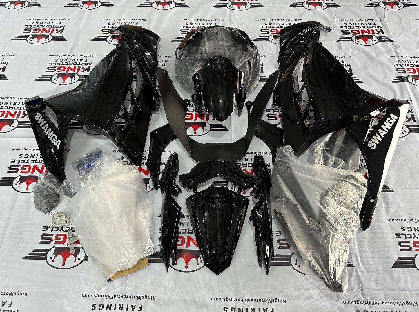 Kawasaki Ninja 300 Fairing set (2013-2024) Black Swanga at KingsMotorcycleFairings.com