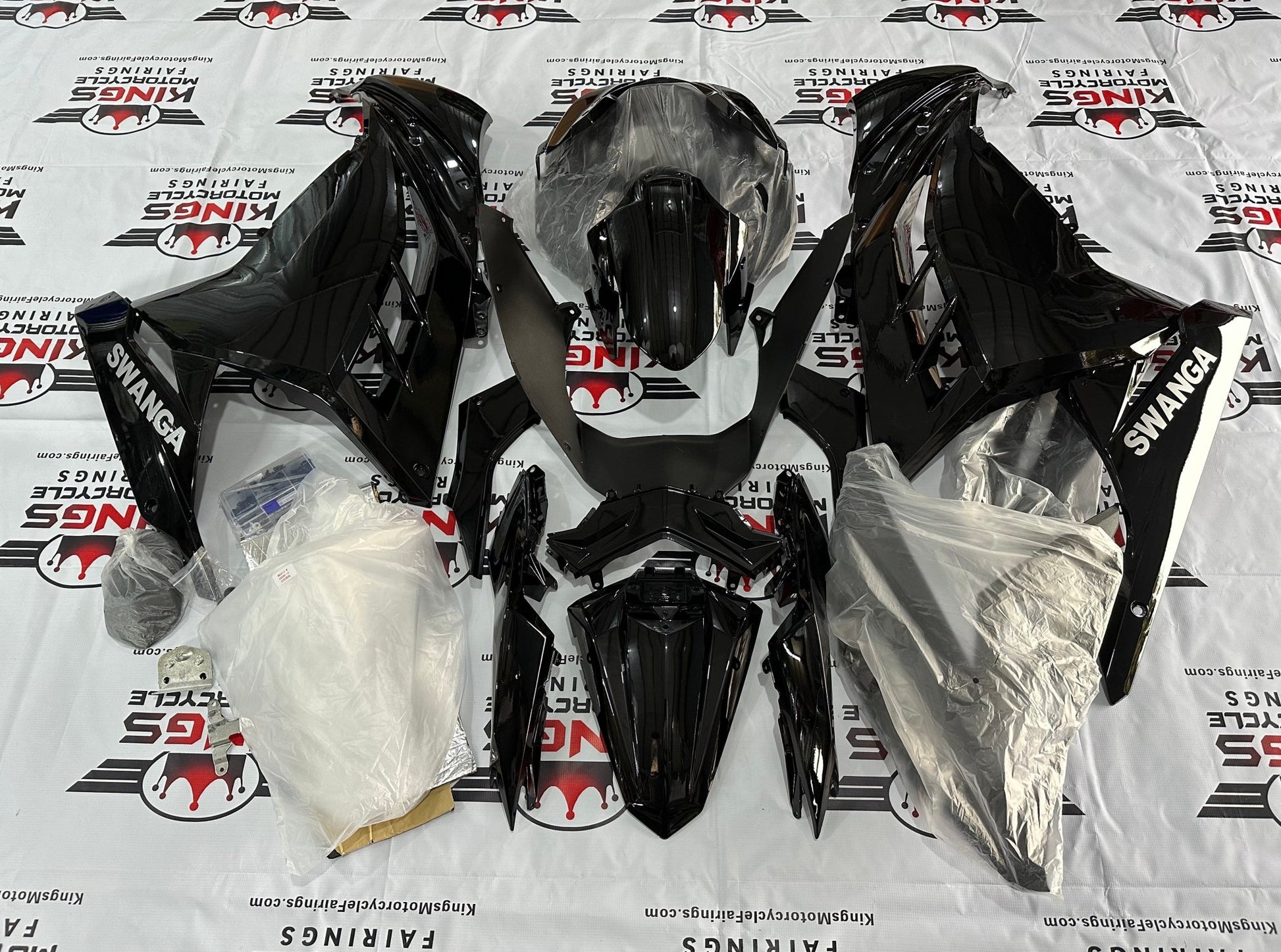 Kawasaki Ninja 300 Fairing set (2013-2024) Black Swanga at KingsMotorcycleFairings.com