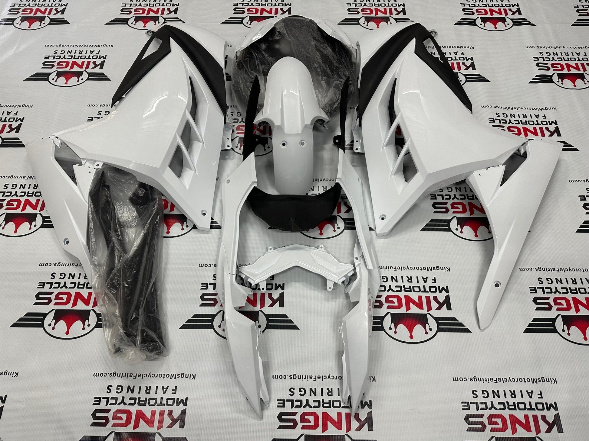 Kawasaki Ninja 300 Fairing set (2013-2024) White, Matte Black at KingsMotorcycleFairings.com
