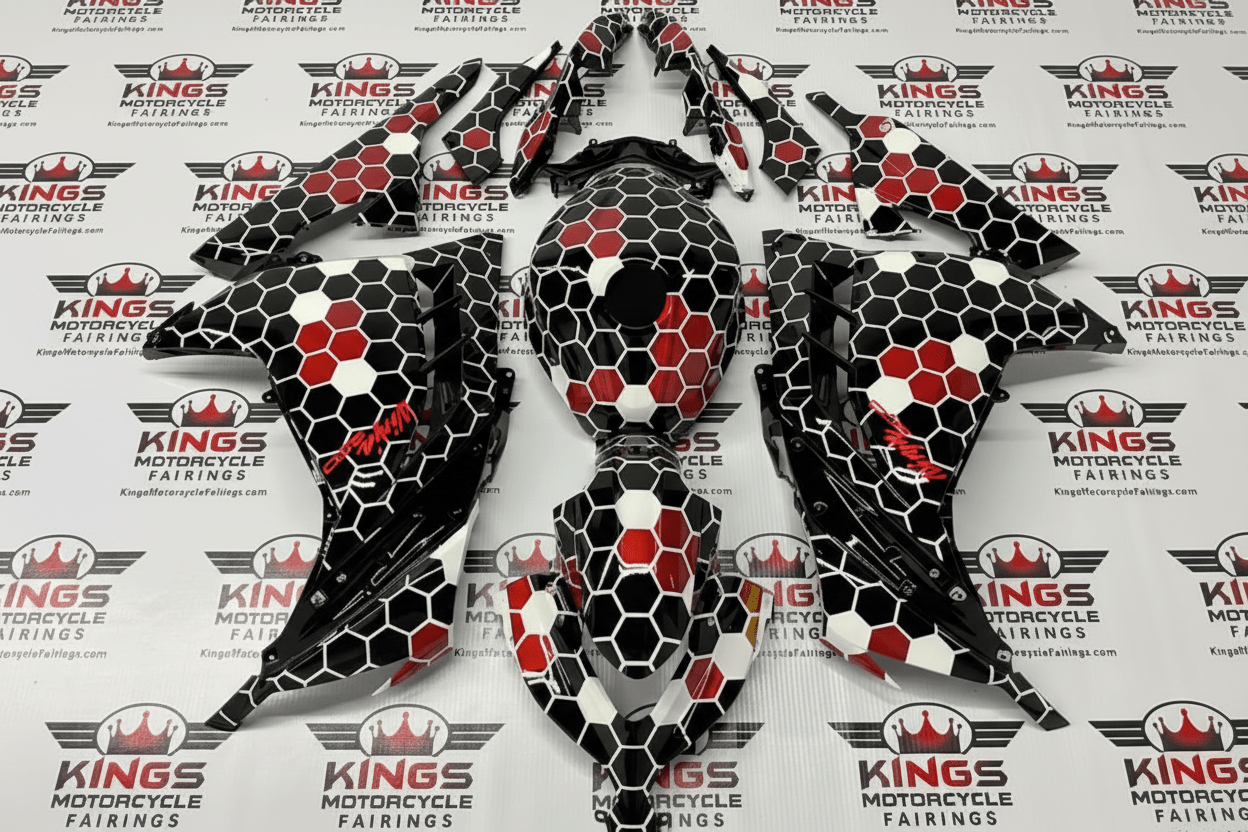 Kawasaki Ninja 300 Fairings (2013-2024) Black, Red, White, Honeycomb from KingsMotorcycleFairings.com