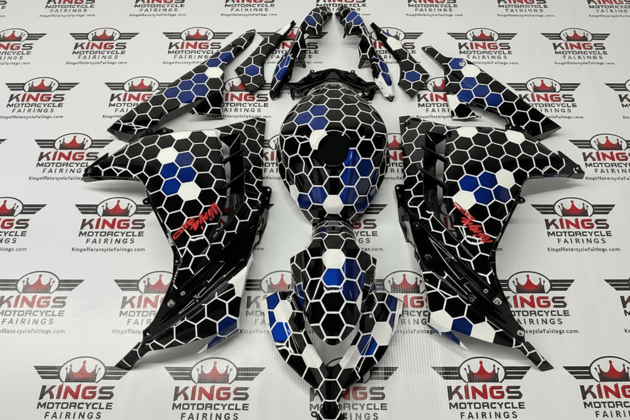 Kawasaki Ninja 300 Fairings (2013-2024) Black, White, Blue, Red Honeycomb from KingsMotorcycleFairings.com
