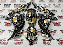 Kawasaki Ninja 300 Fairings (2013-2024) Black, White, Gold Honeycomb at KingsMotorcycleFairings.com