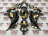 Kawasaki Ninja 300 Fairings (2013-2024) Black, White, Gold Honeycomb at KingsMotorcycleFairings.com