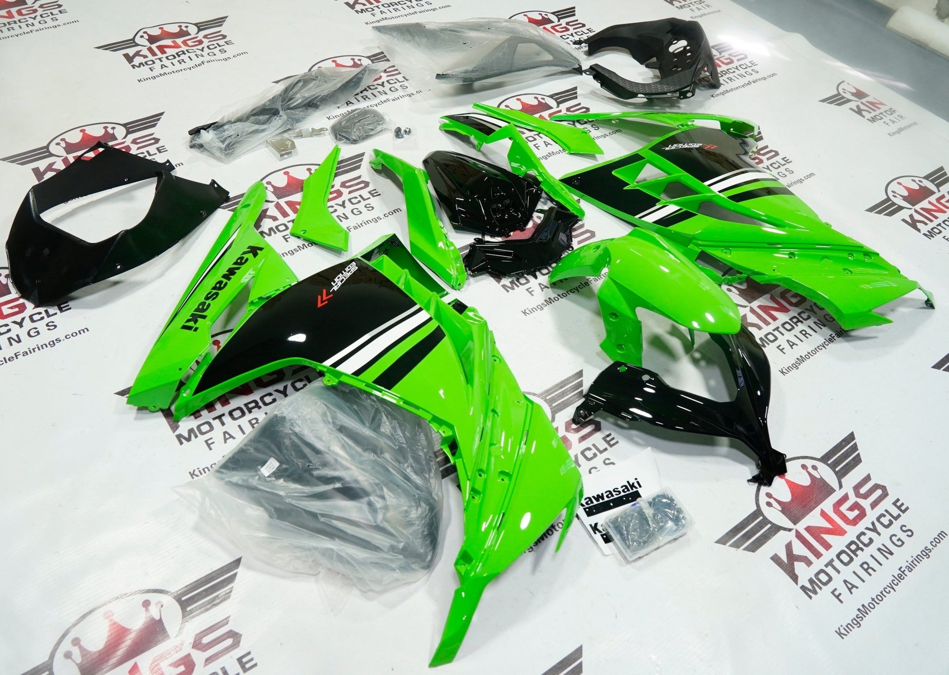 Kawasaki Ninja 300 Fairings (2013-2024) Green, Black Special Edition by KingsMotorcycleFairings.com