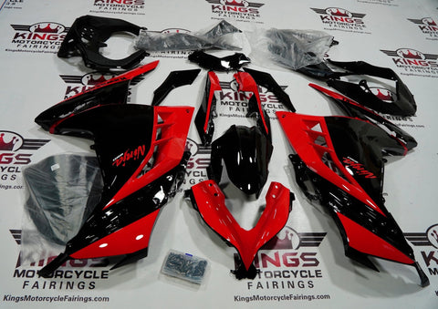 Kawasaki Ninja 300 Fairings (2013-2024) Red, Gloss Black at KingsMotorcycleFairings.com