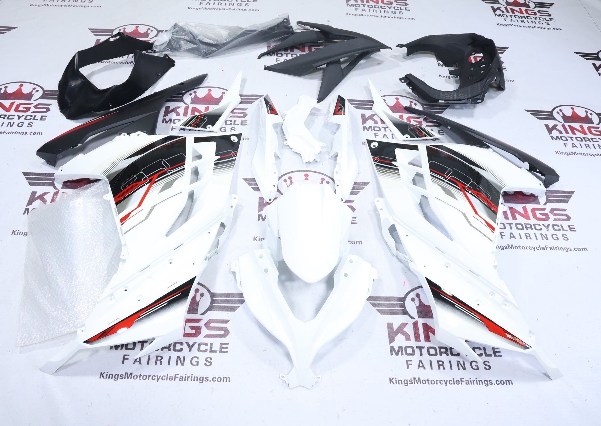 Kawasaki Ninja 300 Fairings (2013-2024) White, Black, Red, Gray at KingsMotorcycleFairings.com
