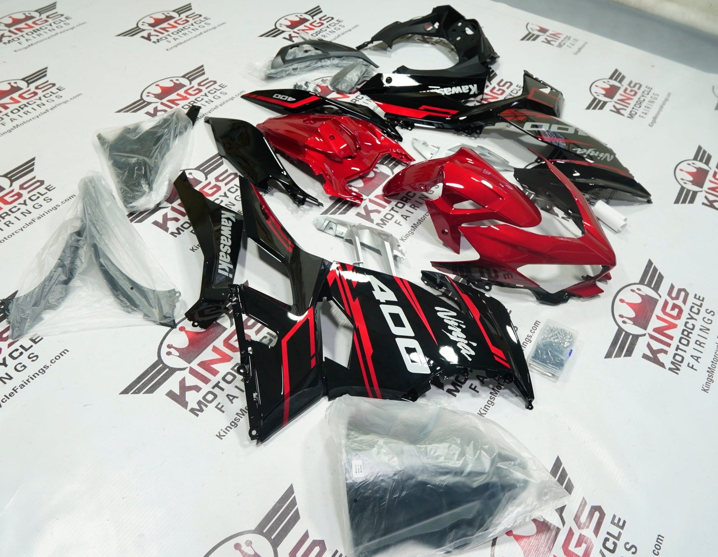 Kawasaki Ninja 400 Fairing set (2018-2023) Red, Black, White, Silver at KingsMotorcycleFairings.com