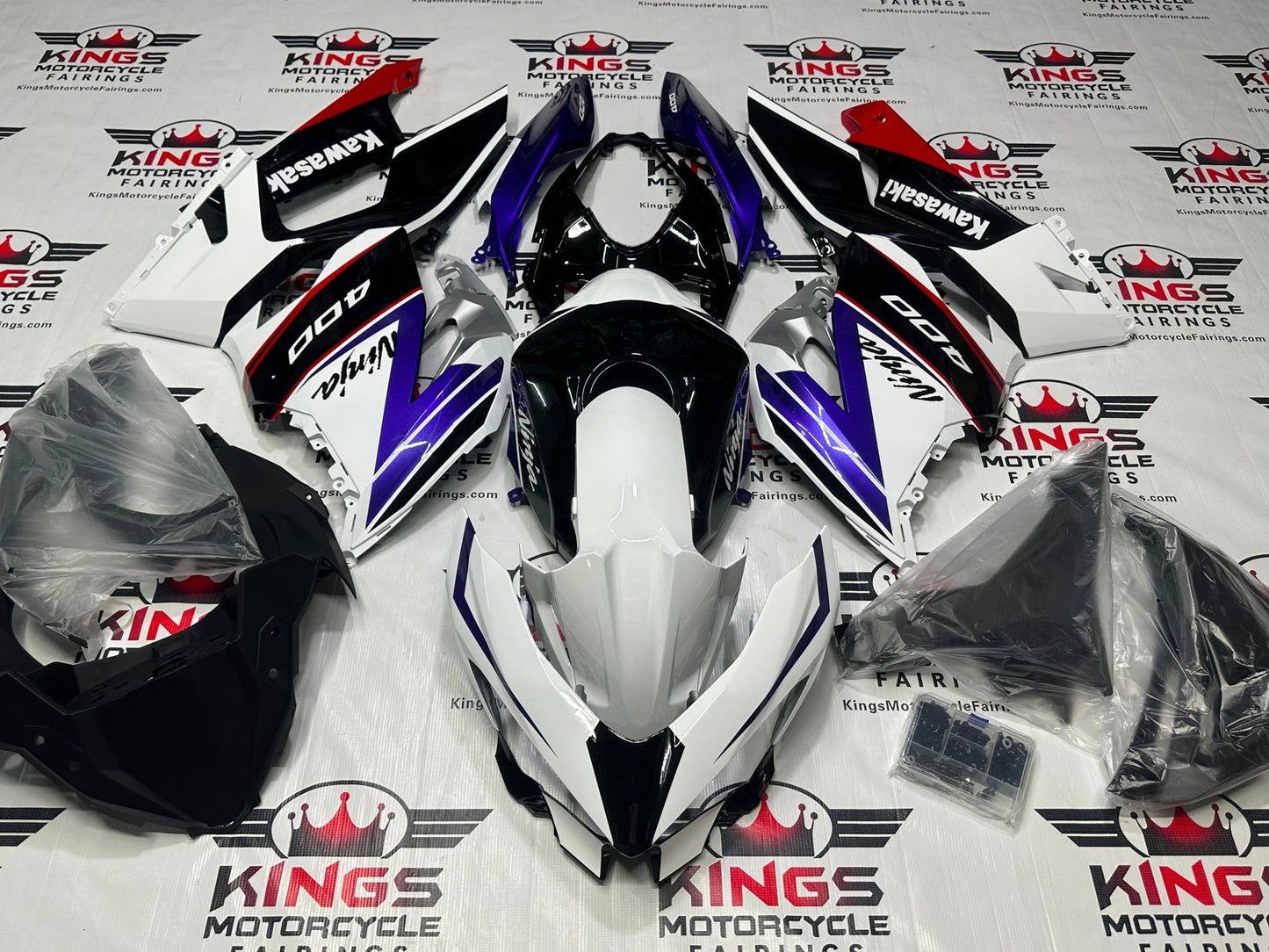 Kawasaki Ninja 400 Fairing set (2018-2023) White, Purple, Black, Red at KingsMotorcycleFairings.com